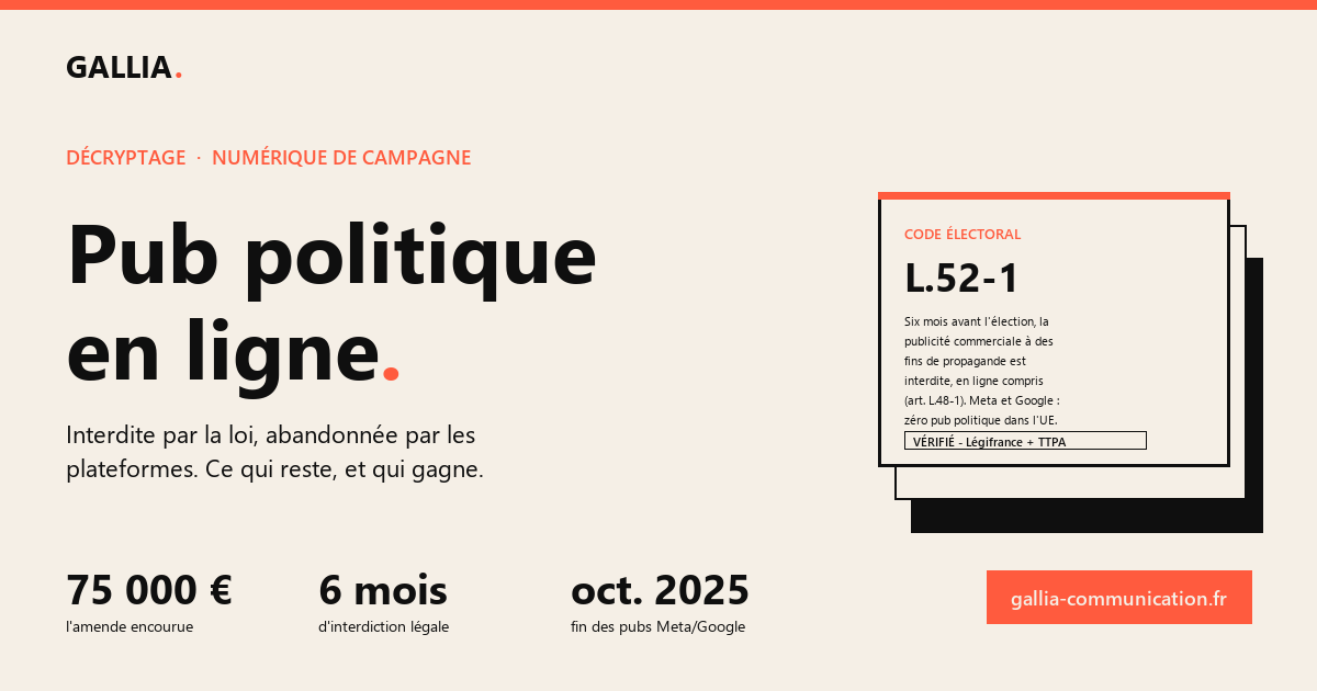 Couverture de l'article sur l'interdiction de la publicité politique en ligne